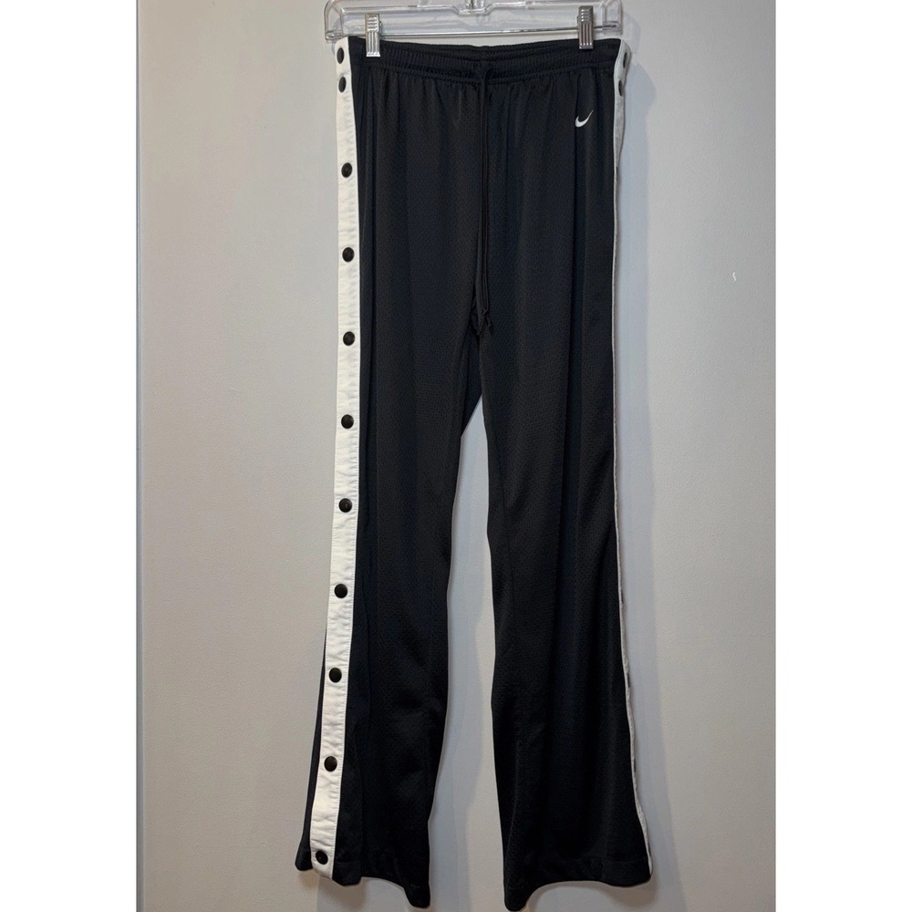 Vtg Nike‎ Pants Women M 8-10 Black White Full Snap Tear Away Mesh Basketball Y2K